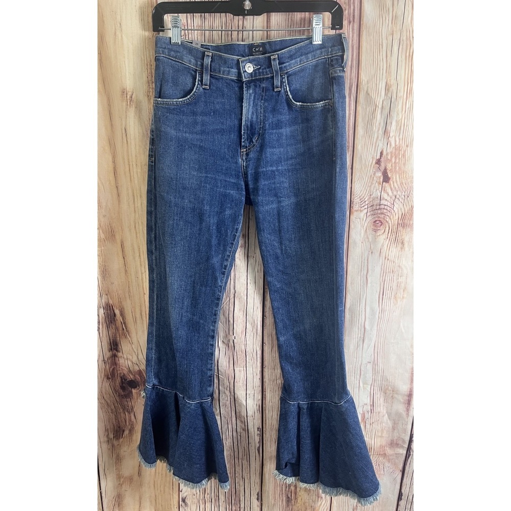 Citizens of Humanity Drew Flounce Ruffle Frayed Flare Jeans Size 26